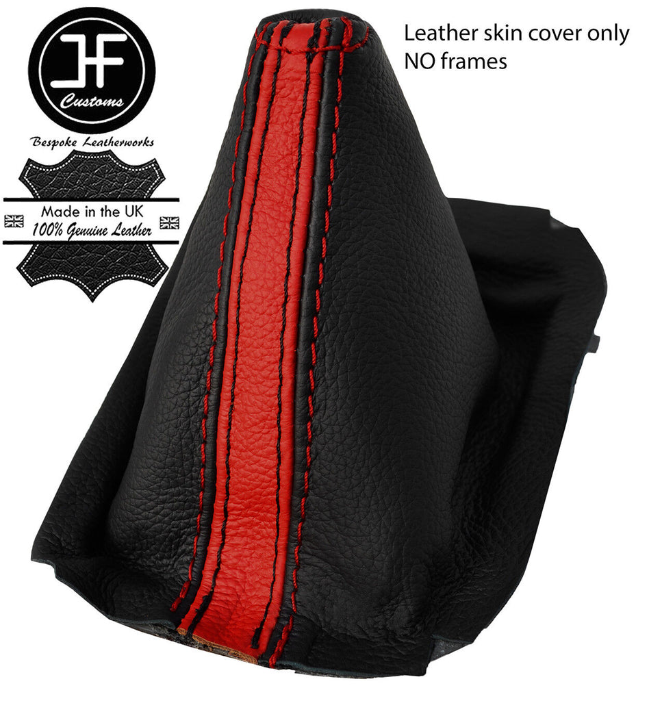 BLACK & RED STRIPE LEATHER MANUAL GEAR GAITER FITS DODGE VIPER 1992-2002