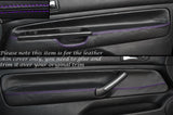 PURPLE STITCH 2X FRONT DOOR CARD SKIN COVERS FITS VW GOLF MK4 IV JETTA 98-05 3DR