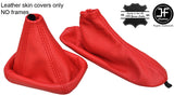 RED REAL LEATHER GEAR & HANDBRAKE GAITER FOR ALFA ROMEO GIULIETTA 2010-2017