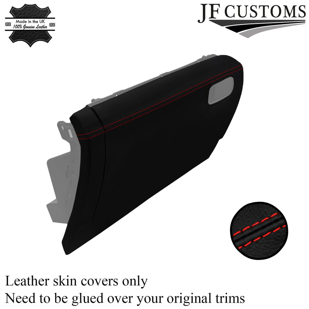 RED STITCH LEATHER GLOVEBOX COVER FOR VW POLO MK6 2009-2016 CUSTOM NEW