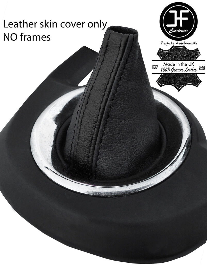 BLACK & BLACK STRIPE TOP GRAIN LEATHER GEAR GAITER FOR CITROEN C4 PICASSO 06-13