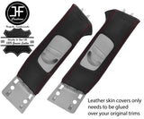 RED STITCH 2X UPPER B PILLAR LEATHER COVERS FITS SUBARU LEGACY OUTBACK 10-17