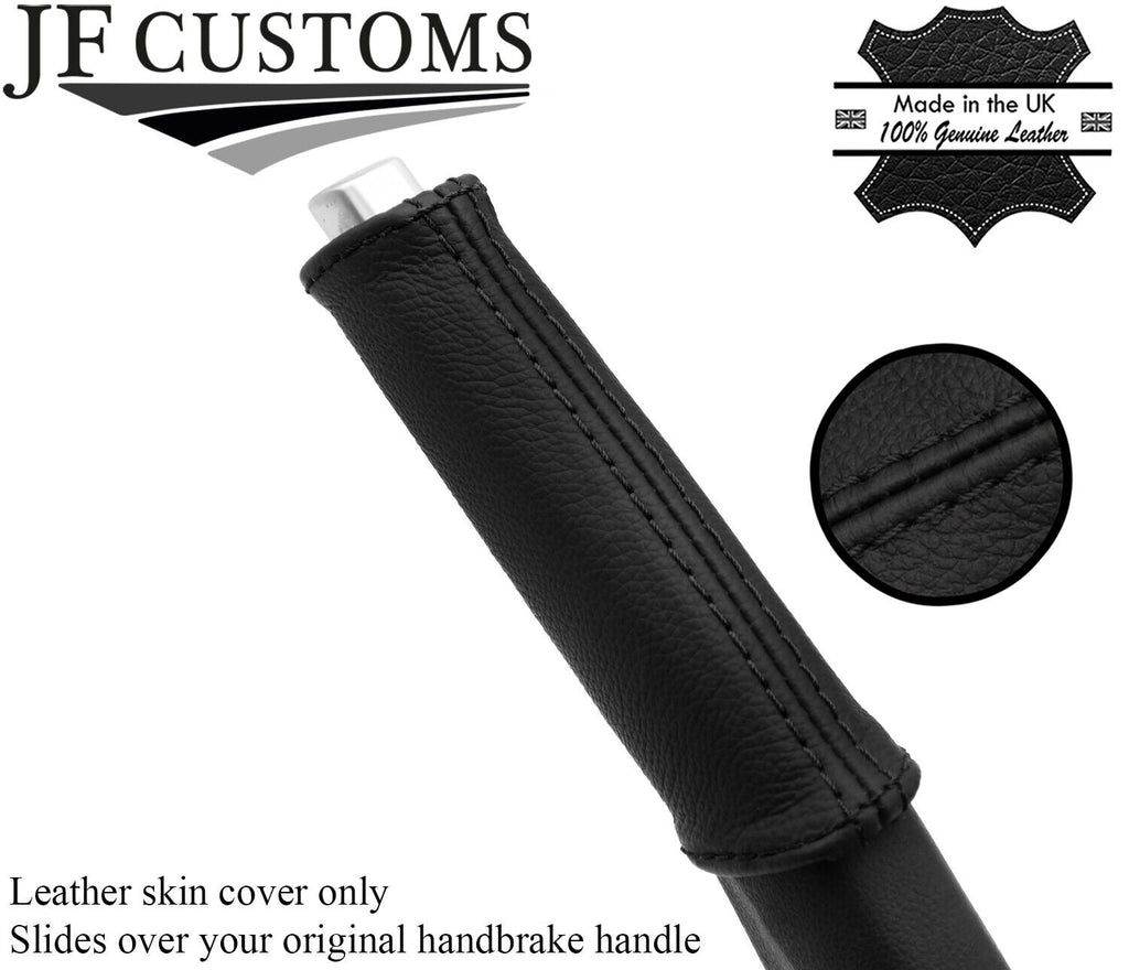 BLACK STITCH TOP GRAIN LEATHER HANDBRAKE HANDLE COVER FITS VW POLO 6R 2009-2015