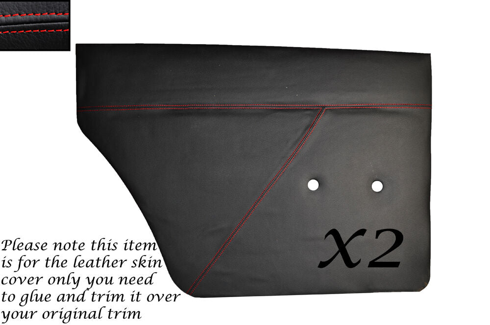 RED STITCH 2X REAR DOOR CARDS LEATHER  COVERS FITS ROVER P6 2000 2200 3500