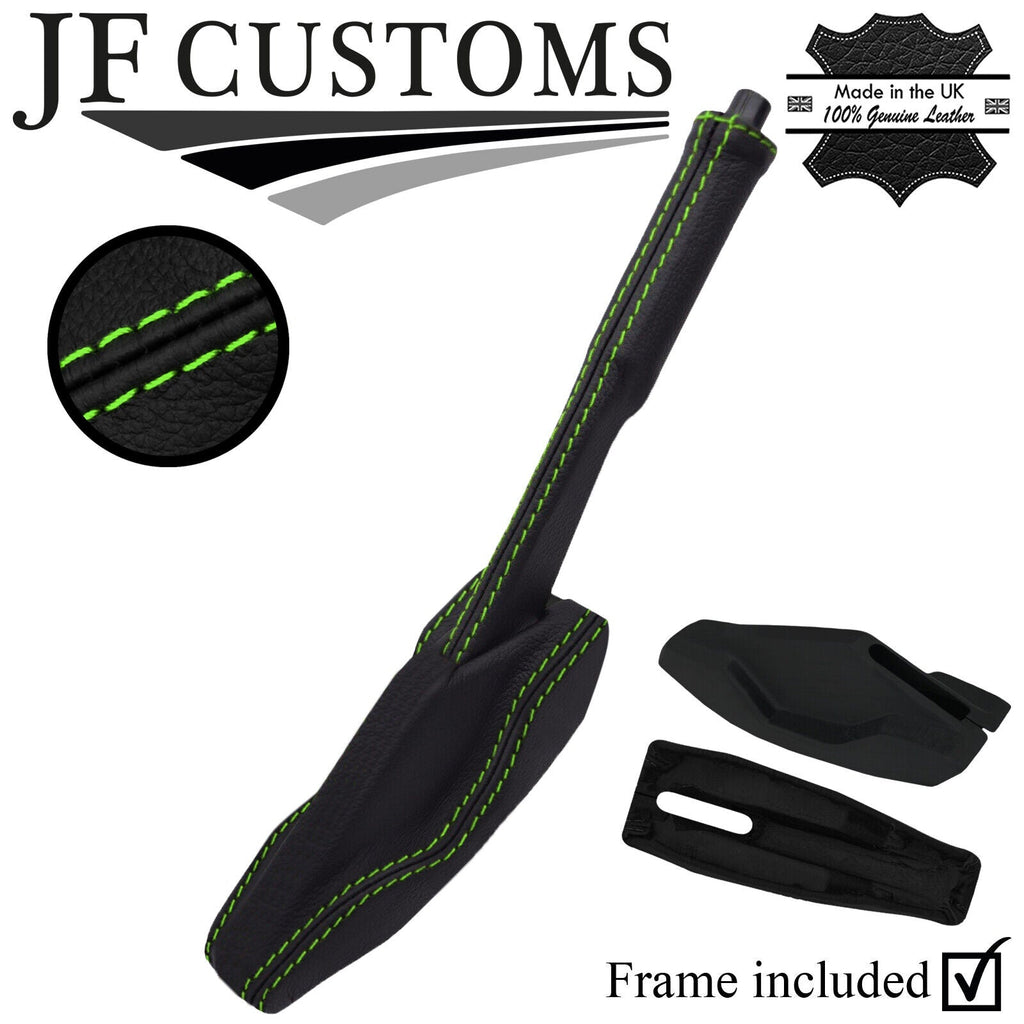 GREEN STITCH LEATHER HANDBRAKE +TRIM COVERS + FRAME FITS VW GOLF MK1 JETTA CADDY