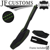 GREEN STITCH LEATHER HANDBRAKE +TRIM COVERS + FRAME FITS VW GOLF MK1 JETTA CADDY