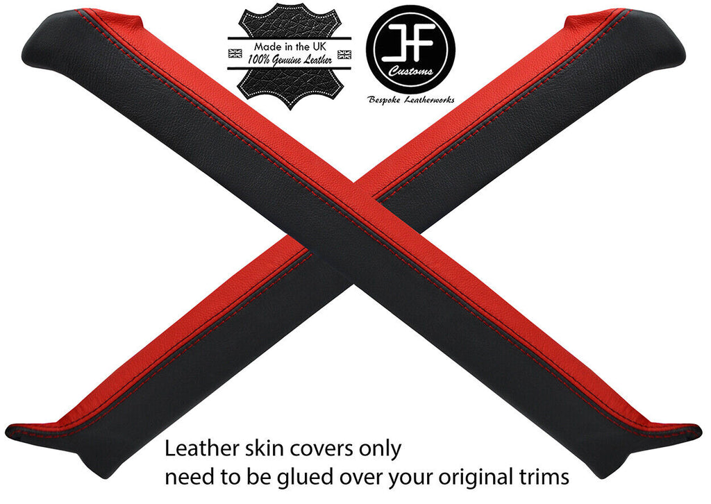 BLACK & RED 2X A POST PILLAR REAL LEATHER COVERS FITS DATSUN 280ZX 1979-1981