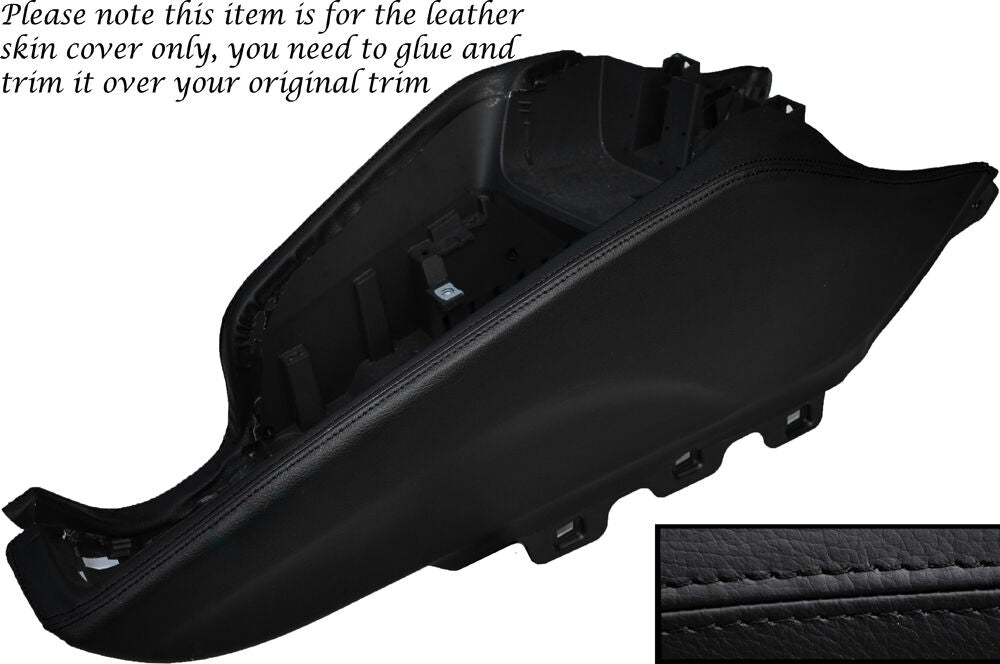 BLACK STITCHING CENTER CONSOLE LEATHER SKIN COVER FITS AUDI TT MK2 2006-2014