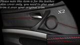 RED STITCH 2X FRONT DOOR CARD LEATHER COVERS FITS BMW 3 SERIES E90 06-11 5DR