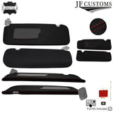 DARK RED CROSS STITCH LEATHER 2X SUN VISOR COVERS FOR TESLA MODEL 3 17-22