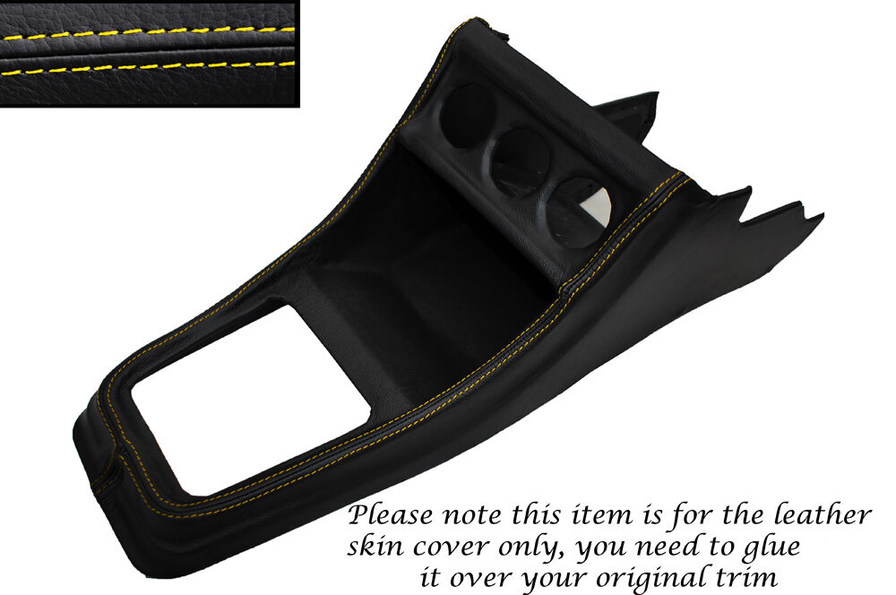 YELLOW STITCH CENTRE CONSOLE LEATHER SKIN COVER FITS VW GOLF MK1 JETTA CADDY MK1