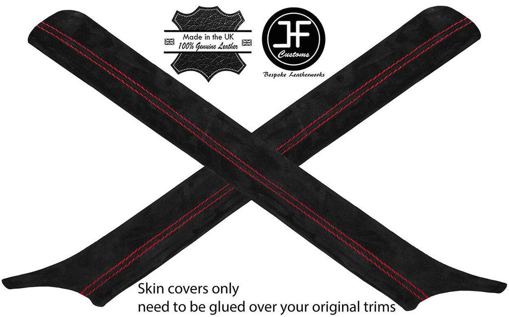 RED STITCH 2X A PILLAR SUEDE COVERS FITS BMW 3 SERIES E30 84-93 CONVERTIBLE