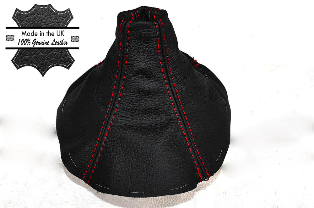 RED STITCHING MANUAL LEATHER SKIN GEAR GAITER FITS MAZDA RX-7 MK3 1992-2002