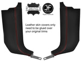 RED STITCH 2X FRONT LOWER SIDE A PILLAR LEATHER COVERS FITS VW TOUAREG 02-11