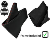 RED  STITCH REAL LEATHER HANDBRAKE GAITER+PLASTIC FRAME FOR  SUBARU BRZ 12-19