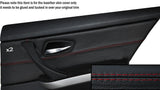 RED STITCH 2X REAR DOOR CARD TRIM SKIN COVERS FITS BMW 3 SERIES E90 06-11 5DR