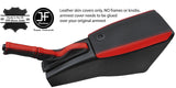 BLACK & RED REAL LEATHER ARMREST+HANDBRAKE+HANDLE COVERS FOR FIAT BARCHETTA