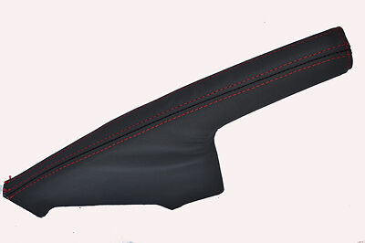 red stitch FITS SKODA FABIA MK2 06-11 LEATHER HANDBRAKE GAITER CUSTOM NEW
