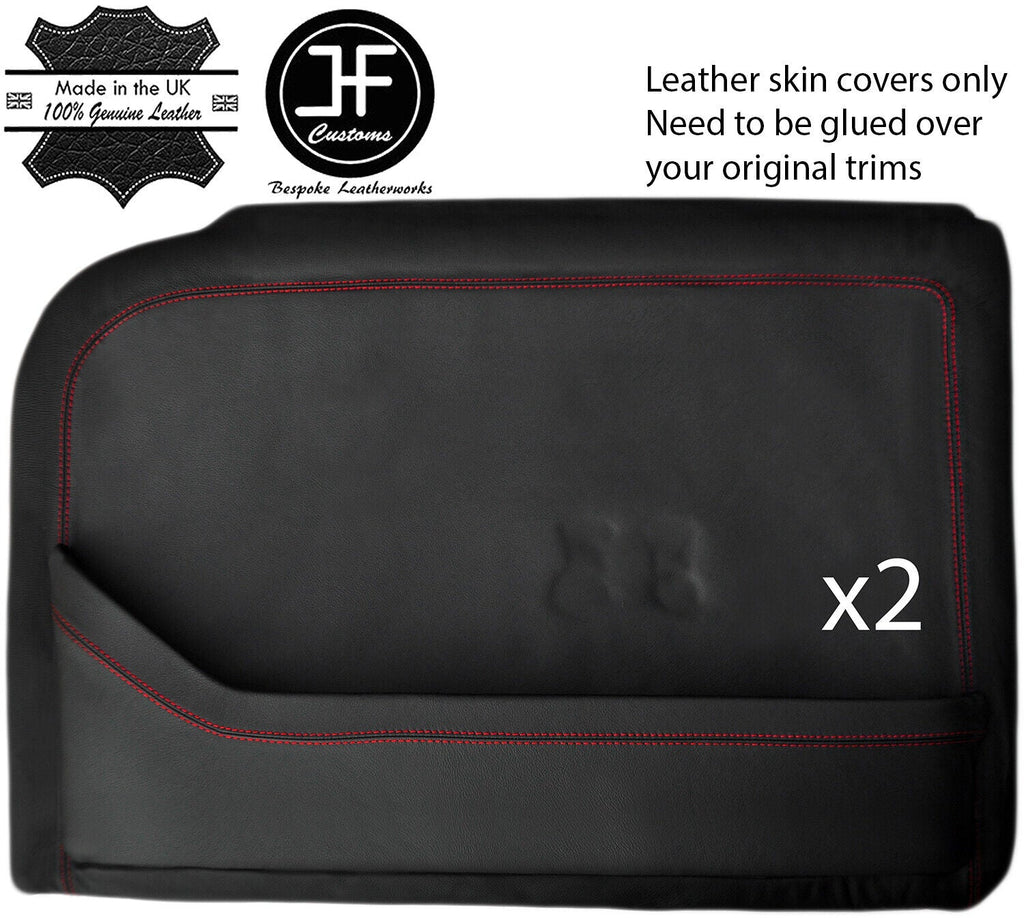 RED STITCH 2X FRONT DOOR CARDS REAL LEATHER COVERS FITS ROVER P5 V8 SALOON