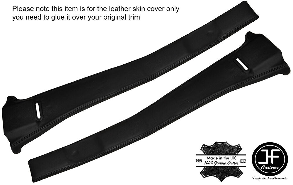 BLACK STITCHING 2X B PILLAR TRIM LEATHER COVERS FITS BMW 5 SERIES E12 1972-1981