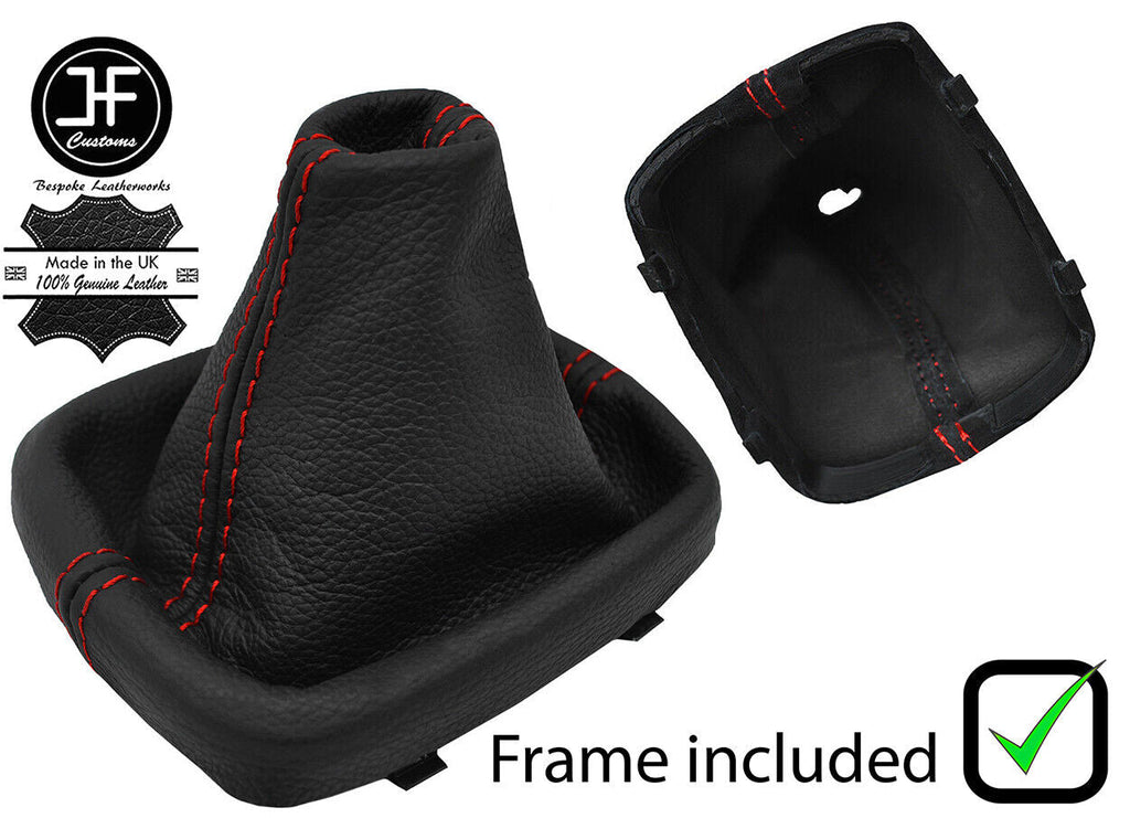 RED STITCH LEATHER MANUAL GEAR GAITER+ PLASTIC FRAME FITS AUDI A1 2010-2018