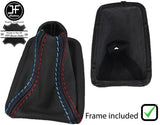 BLACK & TRI STITCH AUTO LEATHER GEAR GAITER+PLASTIC FRAME FOR BMW E90 E91 E92