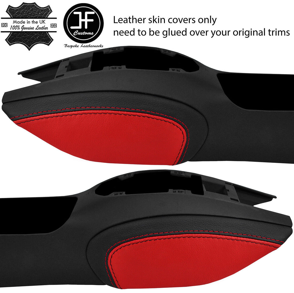 BLACK & RED 2X KNEE PAD LEATHER COVERS FOR PORSCHE 986 BOXSTER CARRERA 996