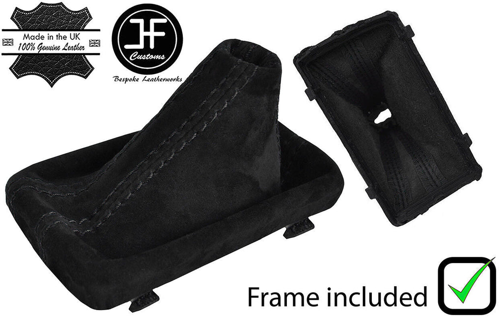 BLACK STITCH REAL SUEDE GEAR GAITER PLASTIC FRAME FOR AUDI A5 8T 2007-2015 DSG