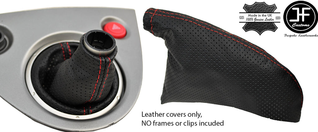 RED STITCH PERFORATED LEATHER GAITER SET FITS HONDA CIVIC EP3 TYPE R 01-05