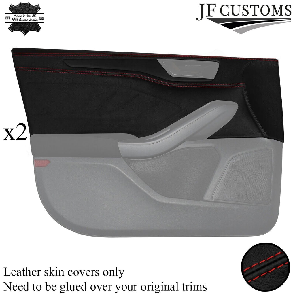 FOR FORD FOCUS MK4 18-20 D RED STITCH 2X LEATHER FRONT DOOR CARD TRIM COVER