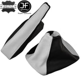 WHITE & BLACK LEATHER GEAR & HANDBRAKE SET FOR VAUXHALL ASTRA MK5 H 2004-2009