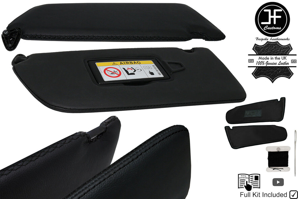 BLACK CROSS STITCH 2X SUN VISOR LEATHER COVERS FOR MERCEDES VITO W447 15-20 JF1