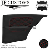 D RED DIAMOND STITCH 2X REAR DOOR CARD LEATHER COVER FOR BMW E30 COUPE STYLE 3