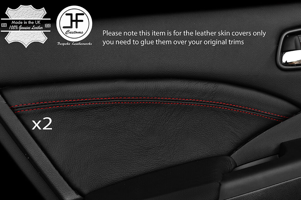 RED STITCH 2X REAR DOOR CARD TRIM LEATHER COVERS FITS HONDA CRV 2012-2016