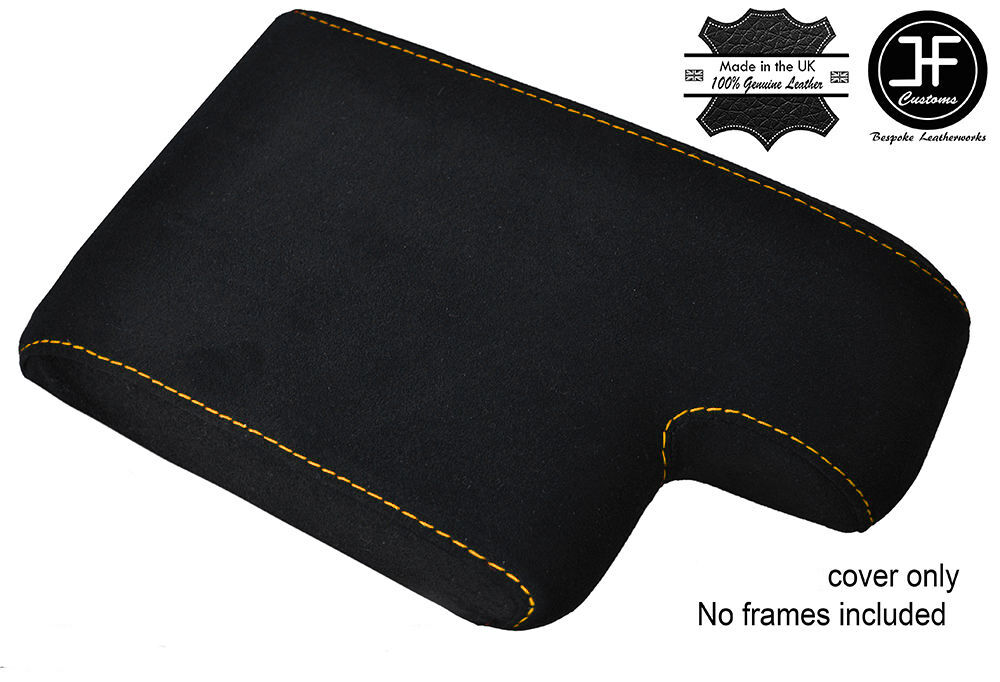 YELLOW STITCH PU SUEDE ARMREST COVER FITS BMW 3 SERIES E46 1999-2005 CUSTOM NEW