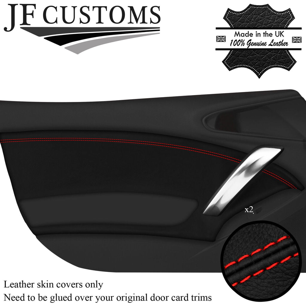 RED STITCHING LEATHER 2X FRONT DOOR TRIM COVERS FITS FIAT 124 SPIDER 16-20