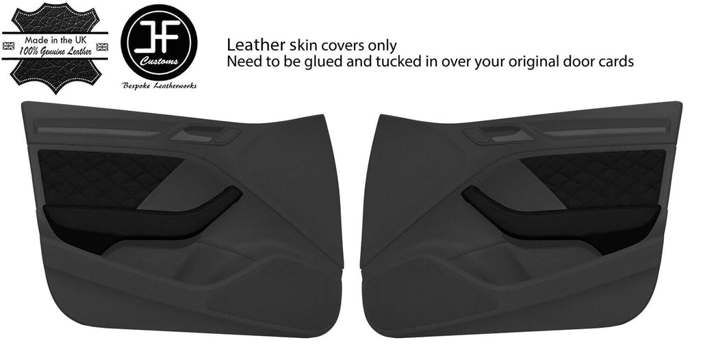 BLACK DIAMOND 2X FRONT DOOR CARD TRIM KIT LTHR COVERS FOR AUDI A3 8V 13-20 5DR