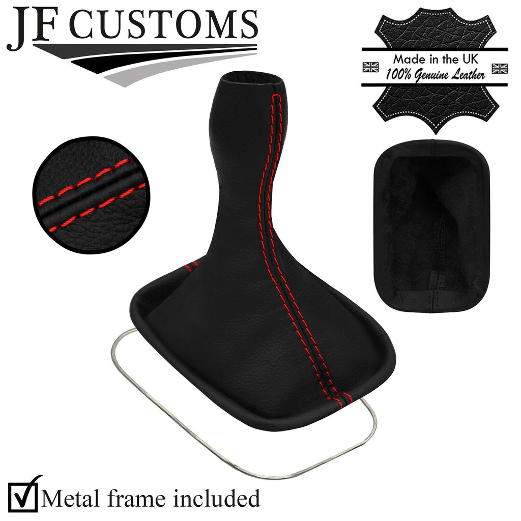 RED STITCH TOP GRAIN LEATHER GEAR GAITER+METAL FRAME FOR PORSCHE 911 993 94-97