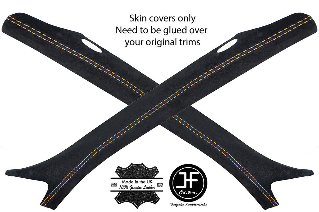 BEIGE STITCHING 2X A PILLAR SUEDE COVERS FOR RANGE ROVER SPORT 2005-2013
