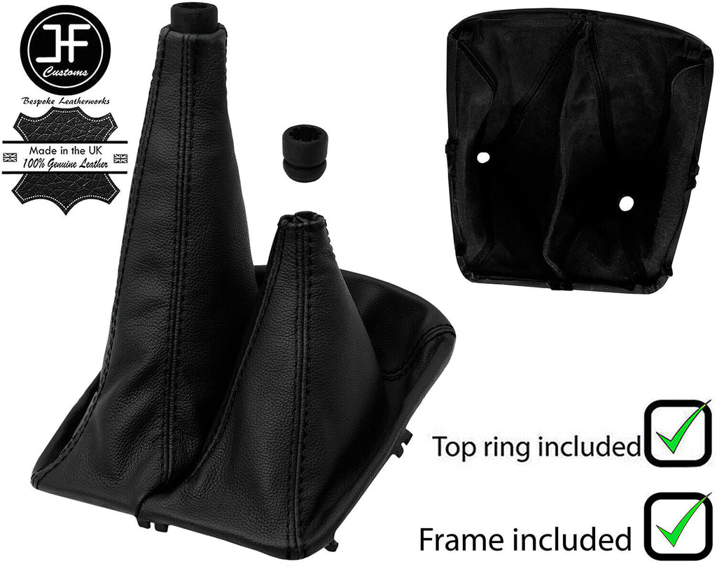 BLACK STITCH LTHR 4X4 GEAR HI LOW GAITER+FRAME+RING FOR TOYOTA HILUX 06-15 JF1