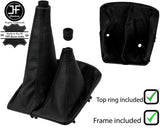 BLACK STITCH LTHR 4X4 GEAR HI LOW GAITER+FRAME+RING FOR TOYOTA HILUX 06-15 JF1