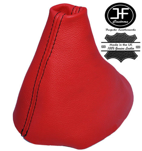 L RED LEATHER FITS AUDI TT MK2 2006-2013 GEAR GAITER CUSTOM MADE BLACK STITCH