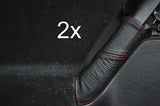 red stitch FITS VW GOLF MK3 3 III LEATHER 2X REAR DOOR HANDLE COVERS CUSTOM NEW