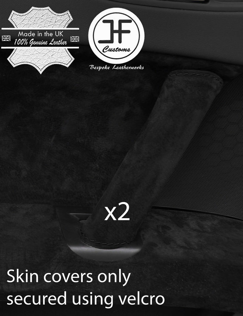 BLACK STITCHING 2X FRONT DOOR HANDLE SUEDE COVERS FITS AUDI TT MK2 2006-2014