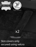 BLACK STITCHING 2X FRONT DOOR HANDLE SUEDE COVERS FITS AUDI TT MK2 2006-2014