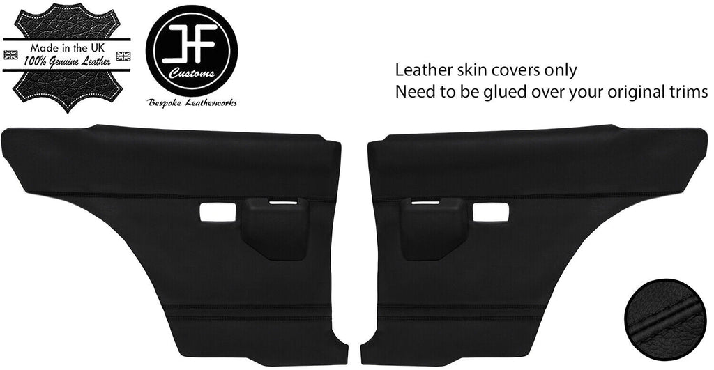 BLACK STITCH 2X REAR DOOR CARD LEATHER COVERS FITS FORD CORTINA MK5 COUPE 2DR