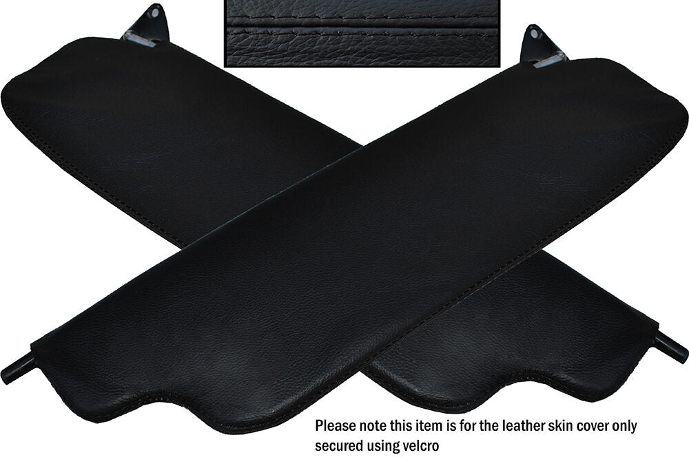 BLACK STITCH 2X SUN VISORS LEATHER SKIN COVERS FITS DATSUN 240Z CUSTOM NEW