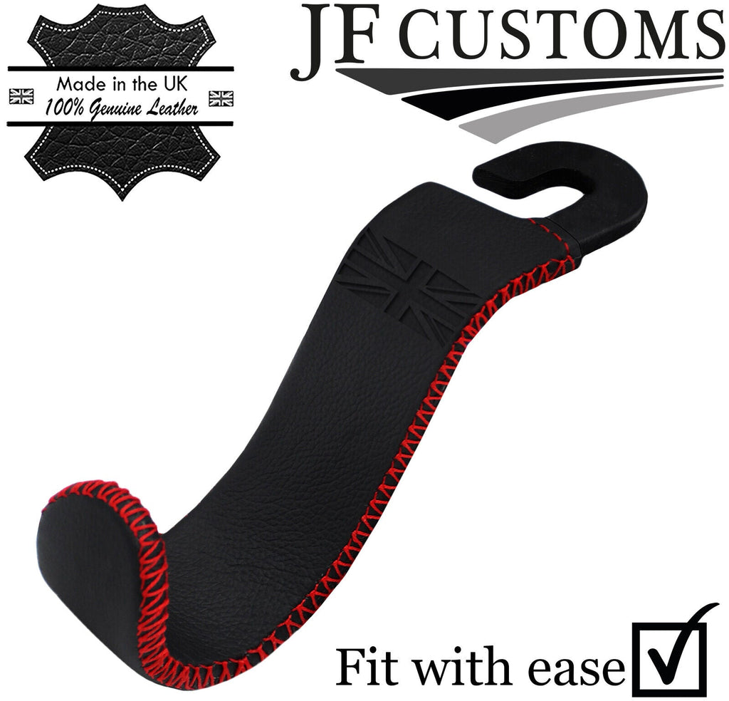 RED STITCH EMBOSSED LEATHER HEADREST HOOK FOR BMW MINI R50 R52 R53 01-06 JF1