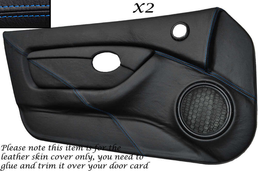 BLUE STITCH 2X FULL DOOR CARD TRIM LEATHER SKIN COVERS FITS MG MGTF MK2 00-06