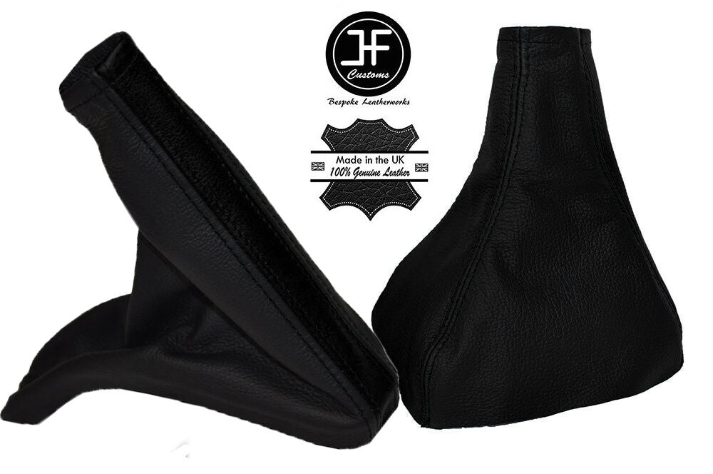 BLACK & BLACK LEATHER GEAR & HANDBRAKE GAITER FITS VAUXHALL OPEL VECTRA B 96-02